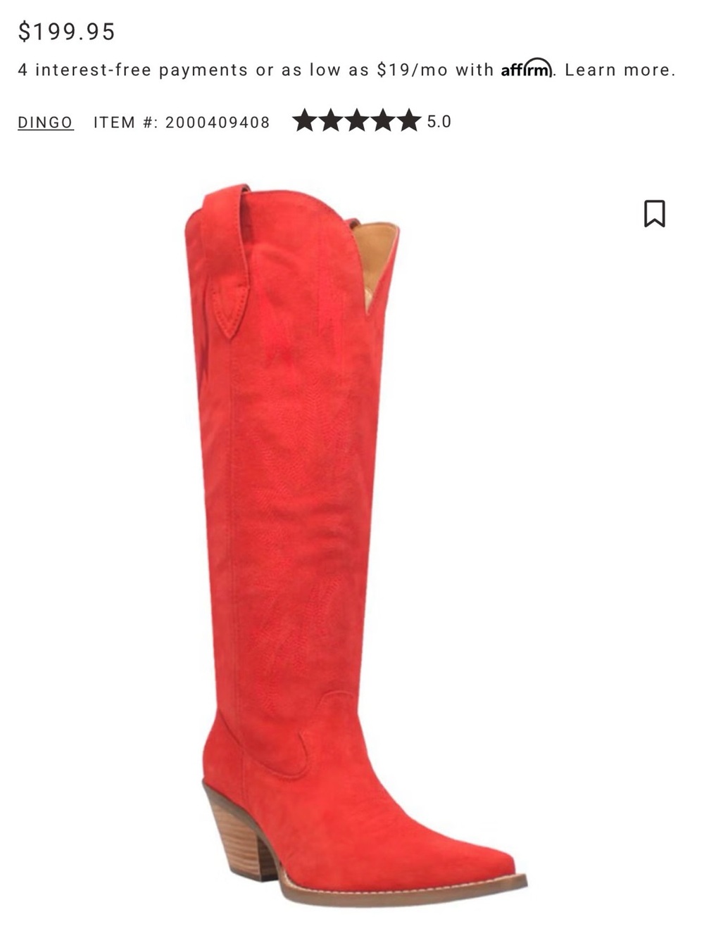 Dingo Red Suede Over-The-Knee Western Boot